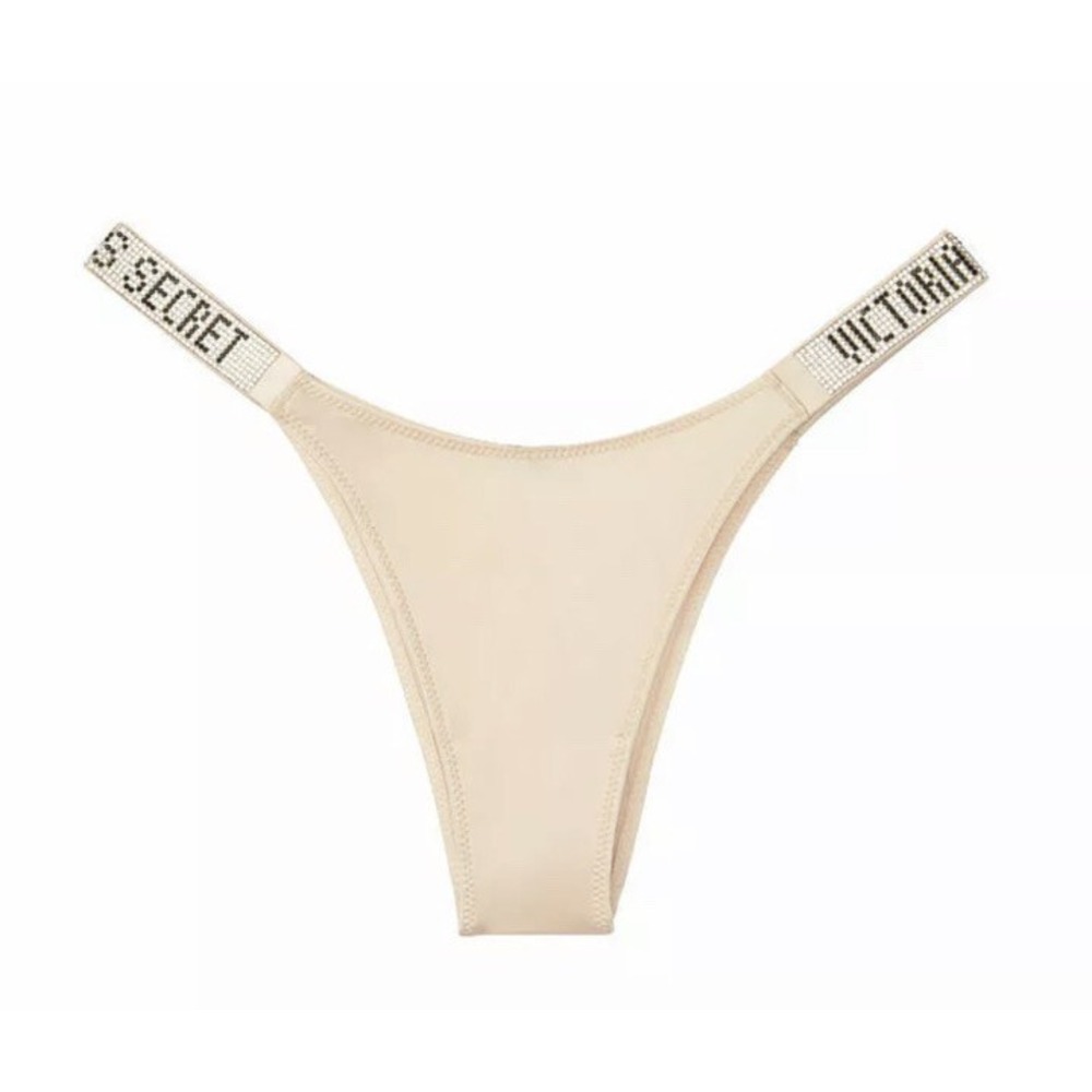 Victoria's Secret Very‎ Sexy Panty Crystals Logo Shine Sz L - Champagne Color